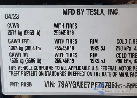 2023 Tesla Model Y Awd/Long Range Dual Motor All-Wheel Drive из США, поврежденный, VIN 7SAYGAEE7PF767951